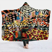 luxury animal zebra stitching hooded blanket witchcraft 3d printed plush fleece hoodie blanket adults childs warm throw blanket