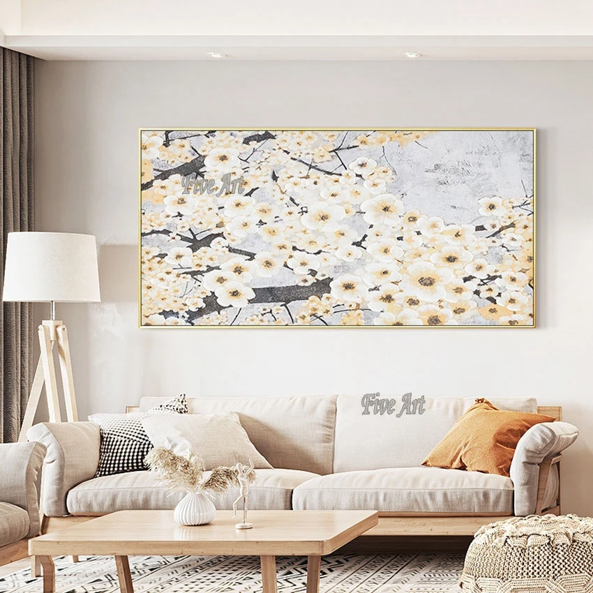 

Large Canvas Art Modern Handmade Beautiful Flower Painting No Frame Showpiece For Home Decoration Wall Picture For Living Room