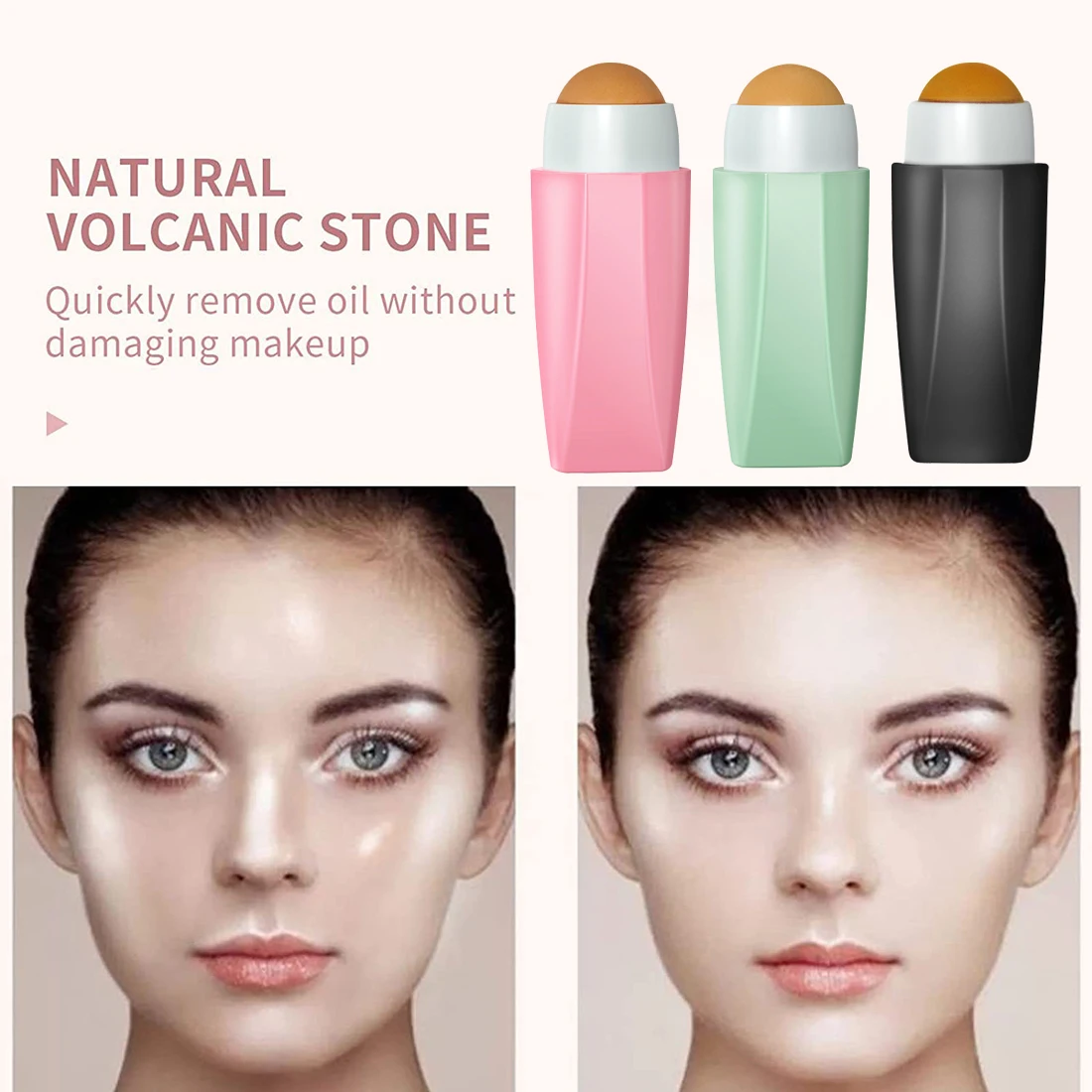 

Face Oil Absorbing Roller Natural Volcanic Stone Facial Pore Cleaning Oil Removing Massage Body Stick Makeup Face Skin Care Tool