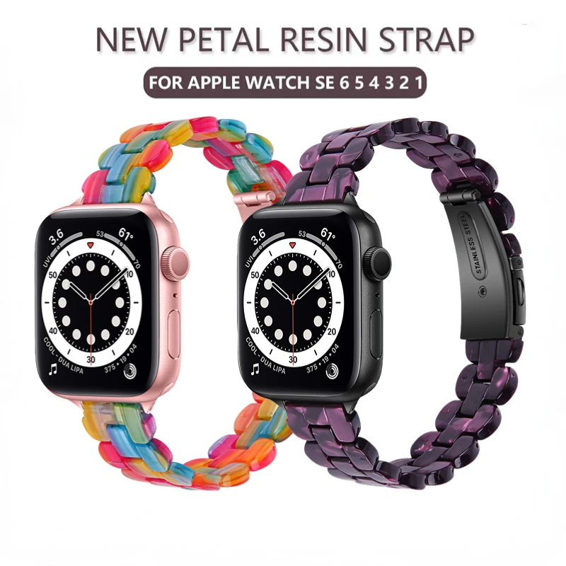 Ремешок из смолы для часов Apple Watch Ultra 49 мм 8 7 45 мм 41 мм модный легкий женский браслет Iwatch 6 5 4 3 SE 44 мм 42 мм 40 мм.