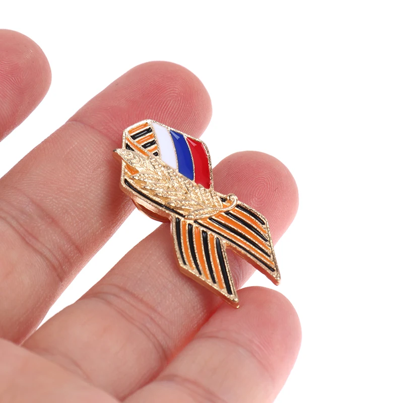 St.George Ribbon Emblem For 75 Years Of Victory In The Great Patriotic War Rhinestone Crystal Pearl Wheat Corsage Brooch Pin |