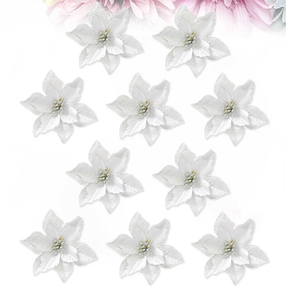 8 шт. рождественские украшения красное дерево блестящие искусственные цветы для