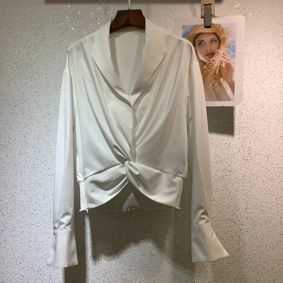 

Белая рубашка с узлом, удобная дышащая безвредная для кожи свободная версия, Повседневная мода, Новинка лета 2023, Лидер продаж 0314