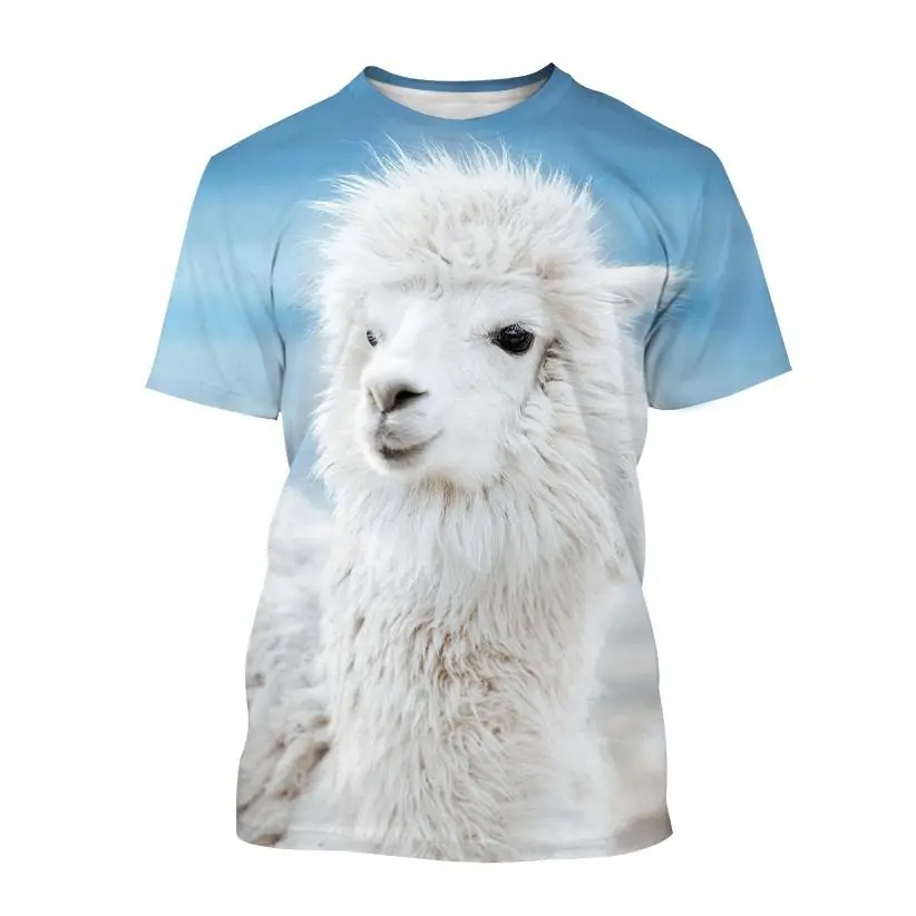 

New Cute Animal Alpaca 3D Printing Men's Summer T-Shirt Fashion Casual Round Neck Harajuku Short Sleeves Breathable and Thin