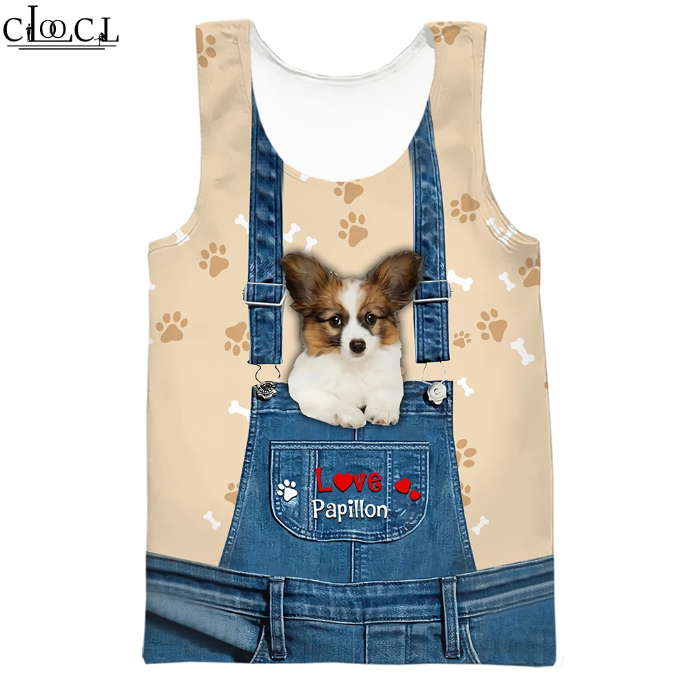 

CLOOCL Men Tank Tops 3D Graphics Papillon Dog Vest Casual Clothing Fashion Outdoor Fitness Sleeveless Harajuku Style Tops