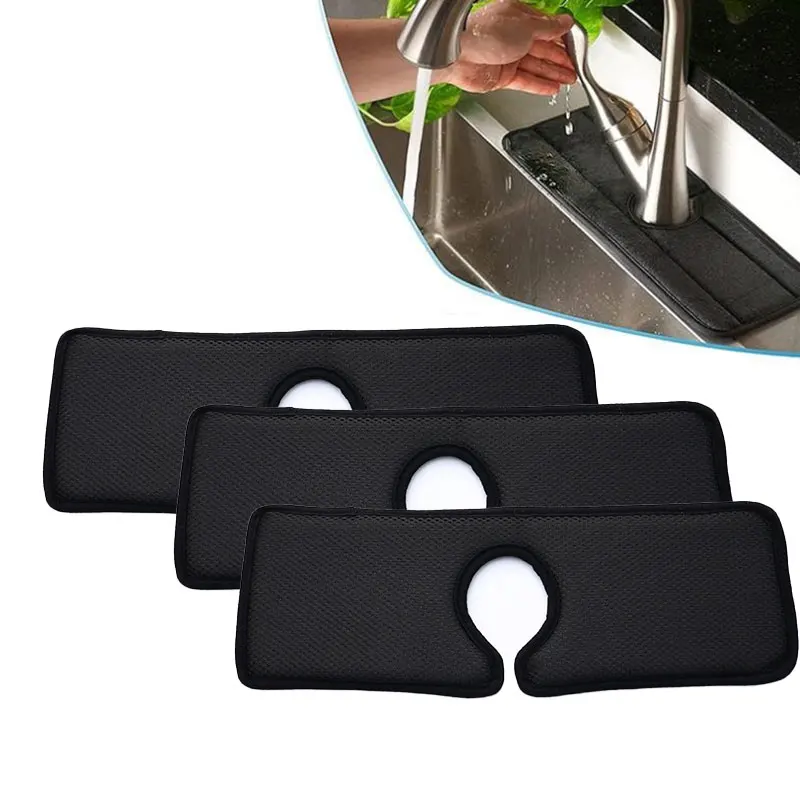 

Faucet Wraparound Splash Catcher Absorbent Mat Dish Drying Pads for Kitchen Bathroom Rv Faucet Counter Sink Water Prevent