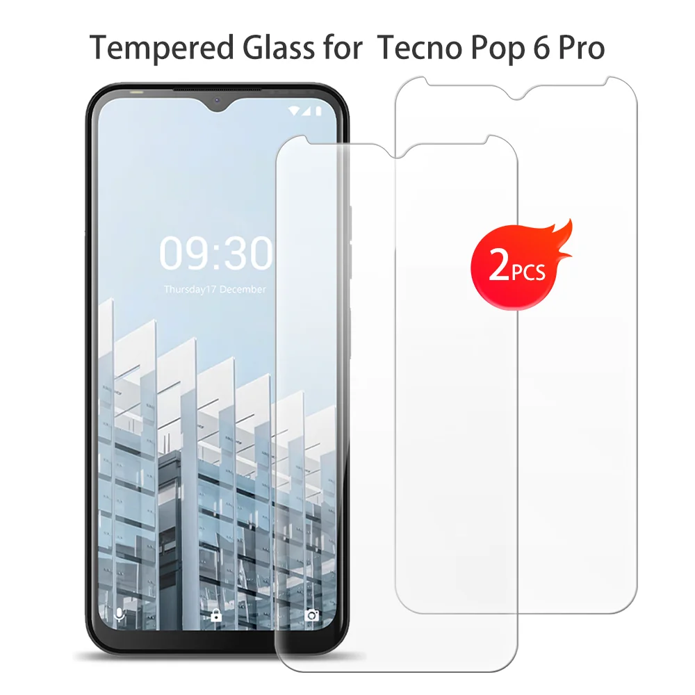

Защитное закаленное стекло для Tecno Pop 6 Pro, Защитная пленка для экрана 6,6 дюймов для смартфона
