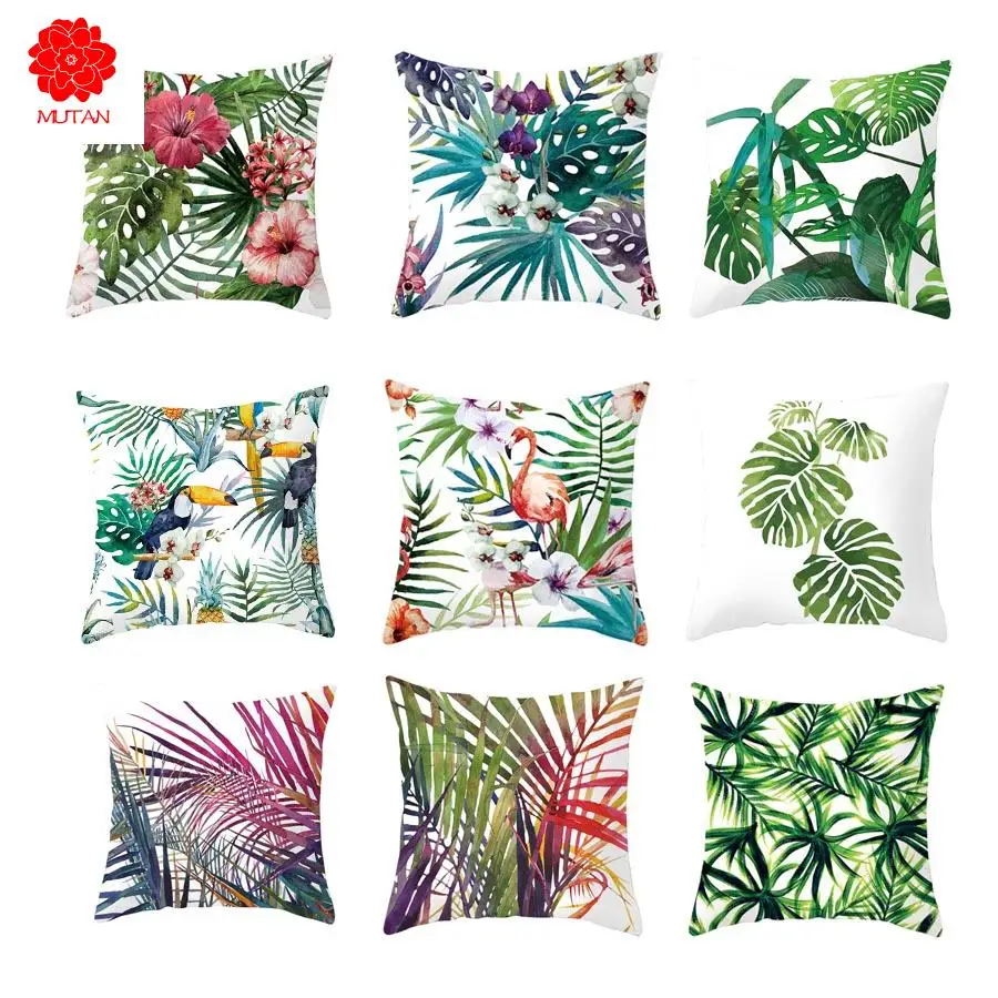

YWZN Tropical Plants Pillow Case Polyester Decorative Pillowcases Green Leaves Throw Pillow Case kussensloop almohada poszewka