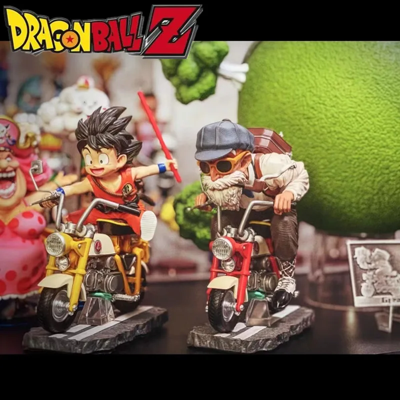 

15cm Dragon Ball Z Anime Figures 15cm Master Roshi Son Goku Figurine Ride Motorcycle Pvc Statue Collect Model Ornament Toy Gift