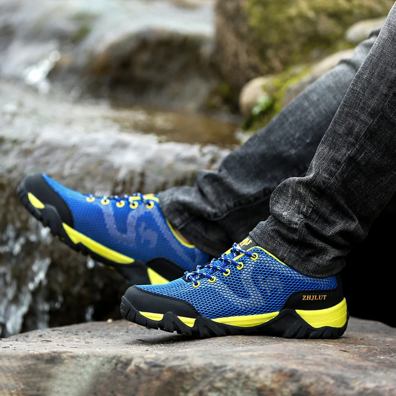 Summer Outdoor Non-slip Men's Hiking Shoes Breathable Camping Shoes Men Wading Shoes Mesh Trekking Sneakers Women Plus Size 47