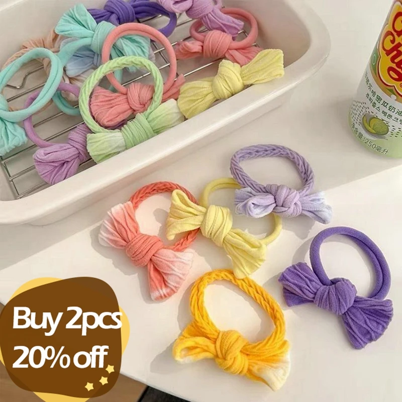 

Повязка для волос с бантом для девочек и детей, эластичная резинка карамельных цветов, Детские аксессуары для волос