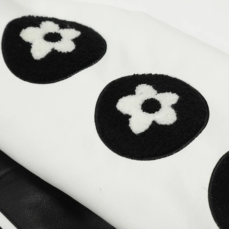 Куртка VANDYTHEPINK кожаное пальто с Флокированной вышивкой свободная повседневная