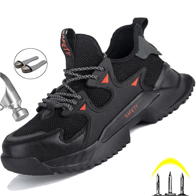 

Men's Puncture Proof Safety Shoes Steel Toe Work Boots Indestructible Work Sneakers Anti Smashing Industrial Work Shoes Unisex