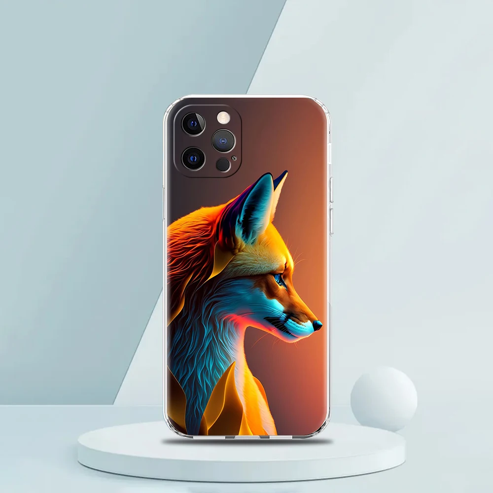 Фото Мягкий прозрачный чехол из ТПУ для iPhone 16, 15, 14, 13, 12, 11 Pro Max 16E 8 7 Plus XS Max, противоударный корпус, милая животное, лиса №5