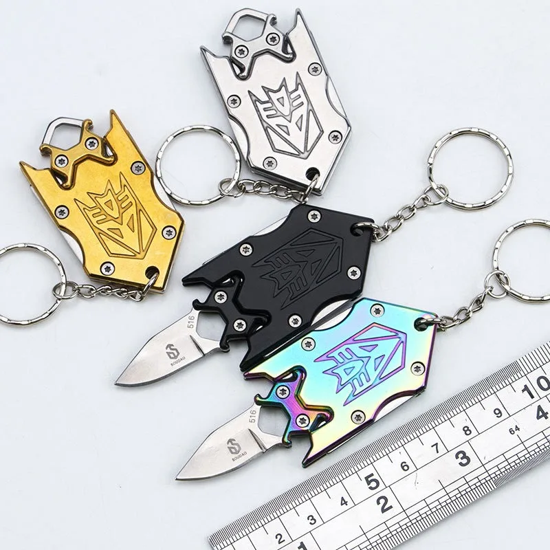 

Stainless Steel Deformation Knife Sharp Outdoor Folding Knife Mini Knife Portable Necklace Self-defense Knife Cut Fruit Keychain