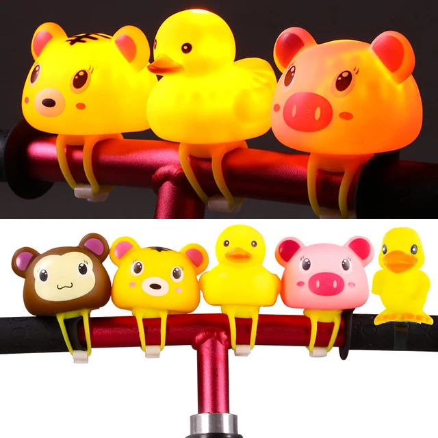 Kids Bicycle Luminous Bell Cartoon Animals Safety Silicone Scooter Baby Trolley Handlebar Ring with Horn Stroller Accessories 2
