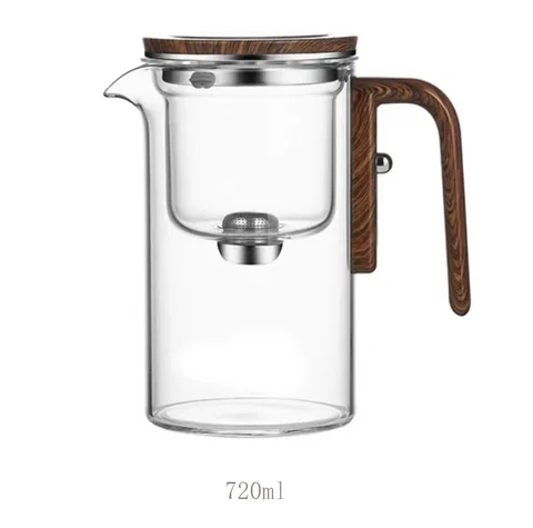 Магнитный выключатель, фильтрация чая одним кликом, стеклянный чайник с деревянной ручкой, разделение воды и чая, внутренний контейнер, чайник