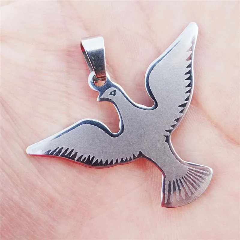 12 Pieces Pigeon Pendant Stainless Steel Flying Bird Dove Of Peace Charm for Diy Party Ornament Jewelry Component Wholesale