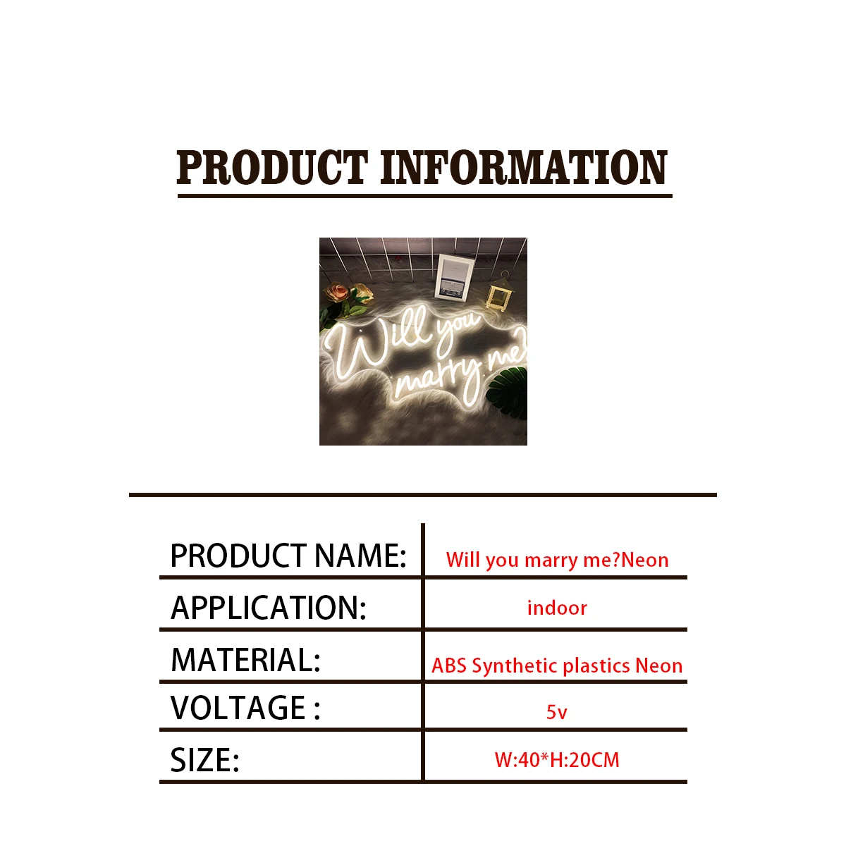 Вы выйдете за меня? Декоративная светодиодная неоновая вывеска на заказ