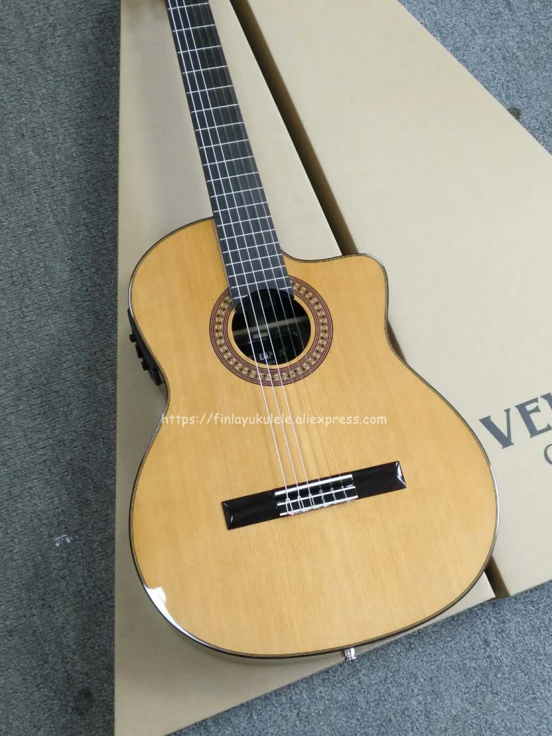 

AC50 39 inch Cutaway Handmade Electric Spanish guitar,VENDIMIA Solid Cedar/Rosewood,Classical guitar With pickup,650mm,52mm nut