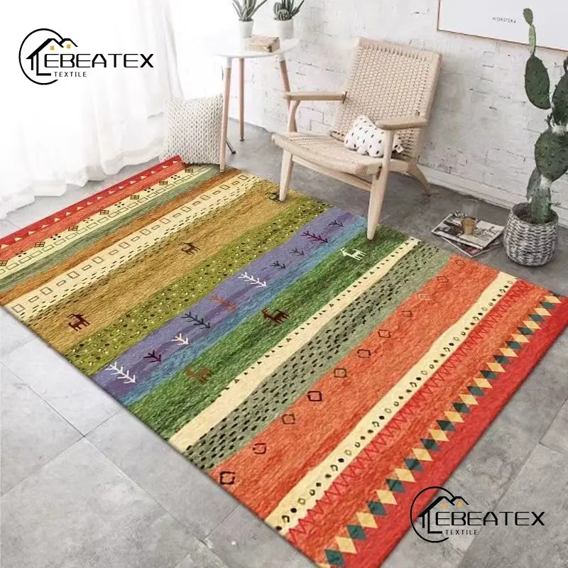 

Color Bohemian Large Rugs Simple Non-slip Floor Mat Suitable Carpets for Living Room Decoration Bedroom Decor Under Bed Area Rug