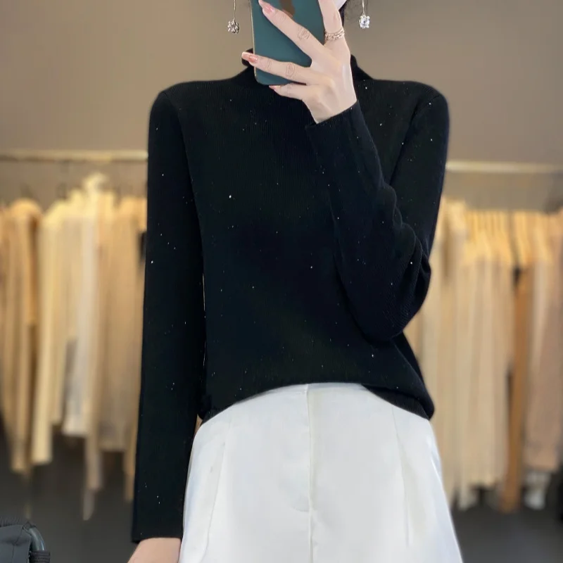 Кашемировый свитер с высоким воротником женский пуловер осенне-зимний вязаный