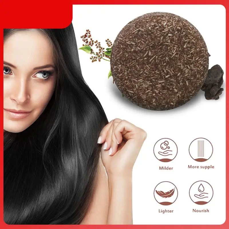 

Natural Organic Conditioner Soap Hair Darkening Shampoo Moisturize Repair Gray White Hair Color Dye Hair Cleansing