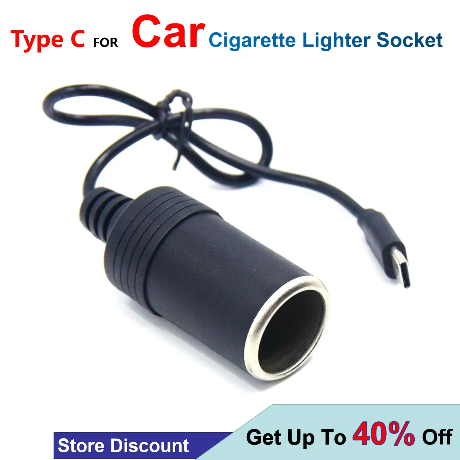 

USB C PD Type C Male To 12V Adapter Car Cigarette Lighter Socket Female For Driving Recorder, GPS E-Dog, Car Fan, Vacuum Cleaner