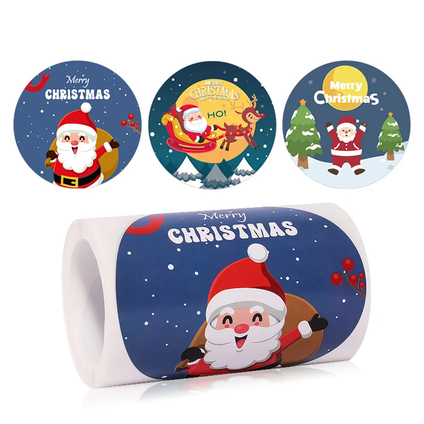 

50-100Pcs 9cm Round Merry Christmas Stickers Large size Santa Claus Snowman Labels for Gift Wraps Candy bag Cards decor Stickers