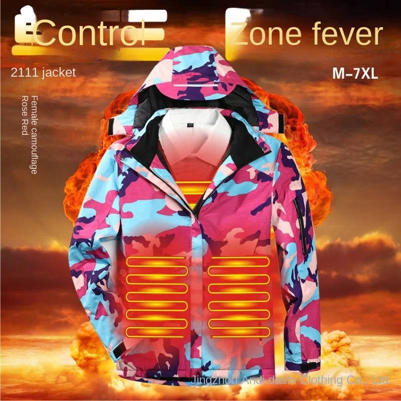 Smart Heating Men's and Women's Sweater Jacket Fashion Cotton Jacket Waterproof Windproof Plush Warm Jacket Large R209