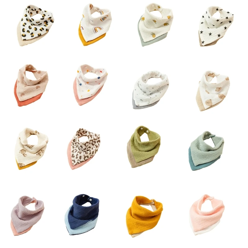 

F62D Cotton Bibs Unisex Baby Feeding Bibs Baby Bandana Drool Bibs Teething Drooling