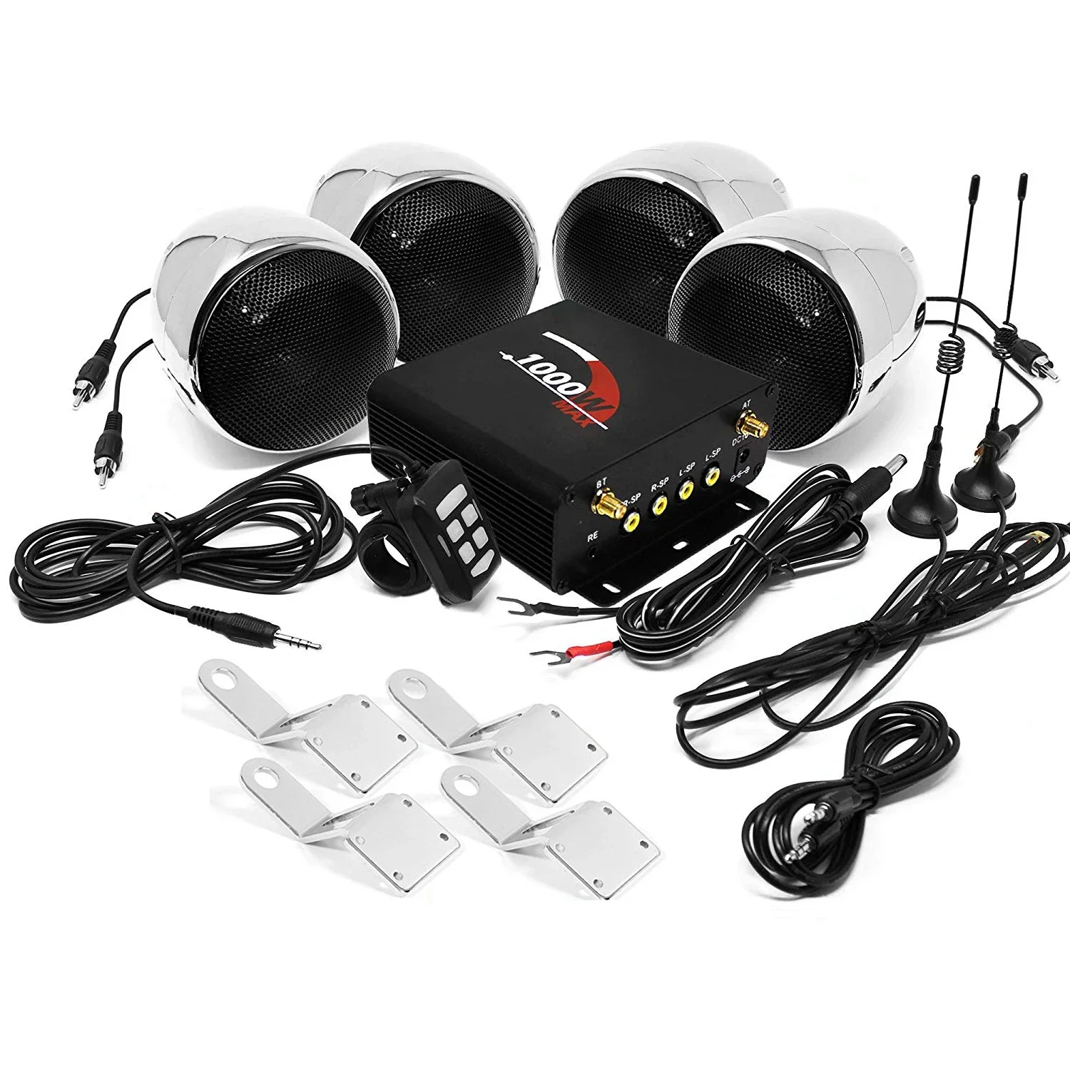 

1000 Вт мультимедийный усилитель Bluetooth для мотоцикла стерео 4 динамика система MP3 аудио плеер, поддержка FM-радио, USB, SD-карты, AUX