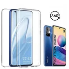 Двойной прозрачный чехол для Xiaomi Mi Note 10 Lite, Redmi 9A, 9AT, 9C, NFC, Redmi Note 10, 360, 9T, Note 10S, 9S, 9 Pro, силикон, полное покрытие, 5G