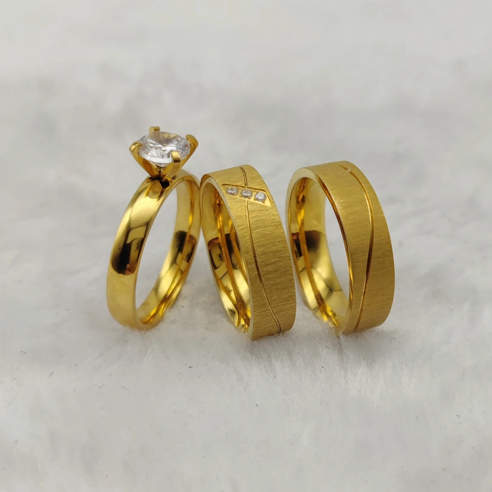 New Jewelry Arrivals 2025 Women Accessories Engagement Rings 24k Gold Plated 3 Carat Cz Wedding Bridal Sets