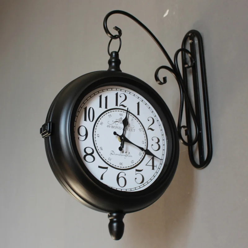 

Retro Creative Double Sided Wall Clock Mechanism Simple Luxury Silent Nordic Wall Clock Living Room Reloj De Pared Home Decor 50