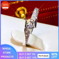 yanhui 0 75ct created diamond rings for women proposal jewelry fine 925 sterling silver color engagement wedding band gift r036