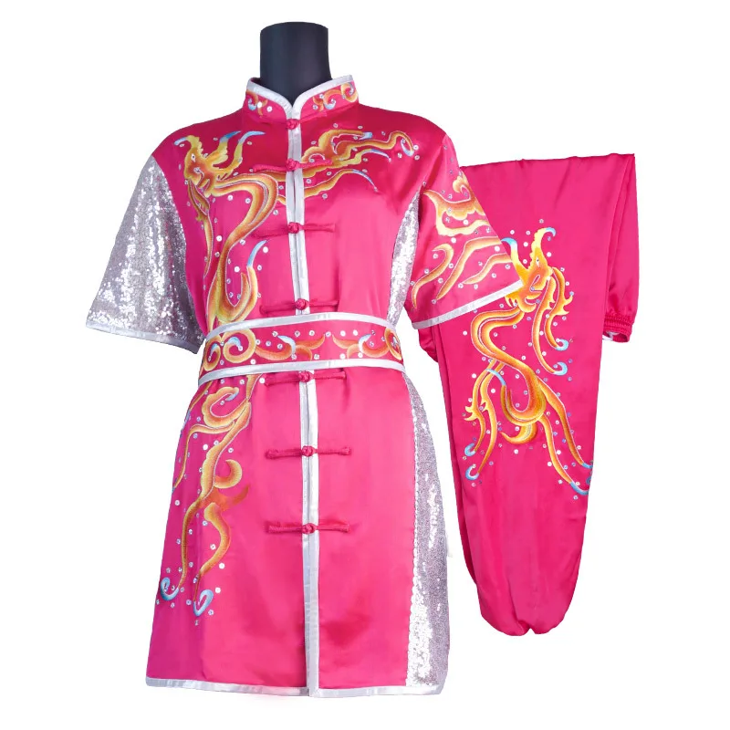Kids Teenager Martial Arts Kungfu Matching Uniform Rayon Emboridery Chinese Traditional Wushu Wing Chun Exercise Performance Set