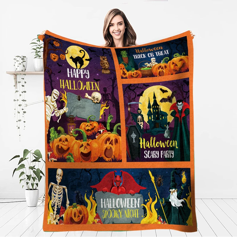 

Мягкое плюшевое одеяло для дивана или кровати, подарок на Хэллоуин и новый год, для пикника, современное Фланелевое покрывало