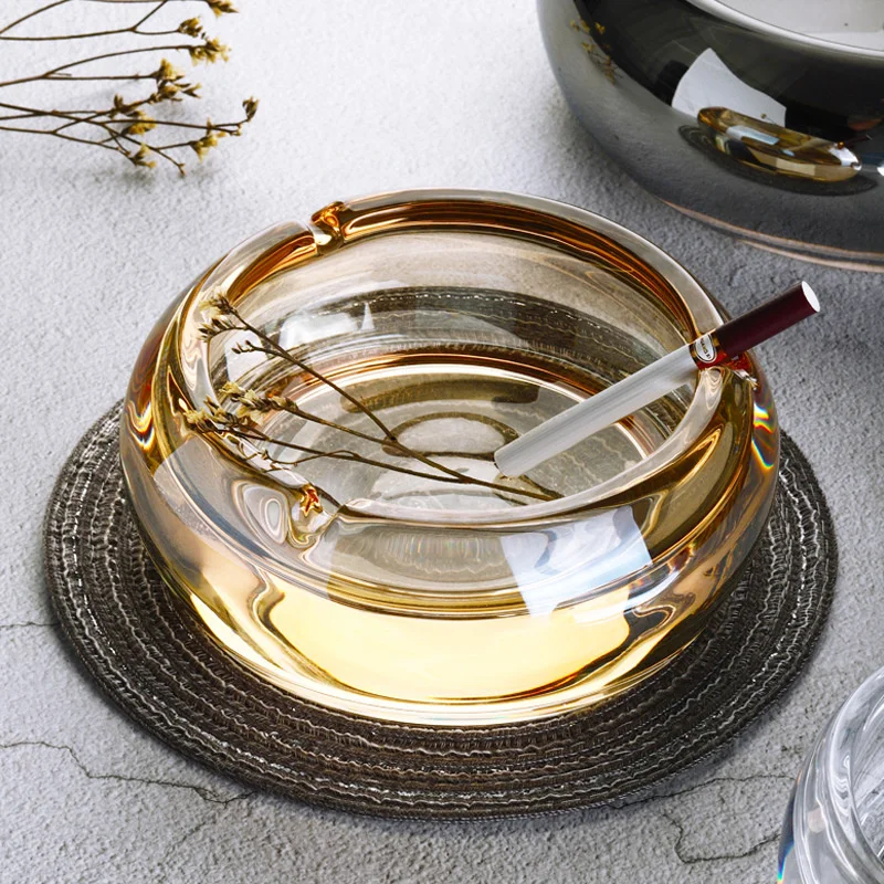 

Round Colorful Crystal Glass Ashtray Personality Creative Ins Style Home Ashtray Living Room Cafe Glass Ashtray Women Ashtray
