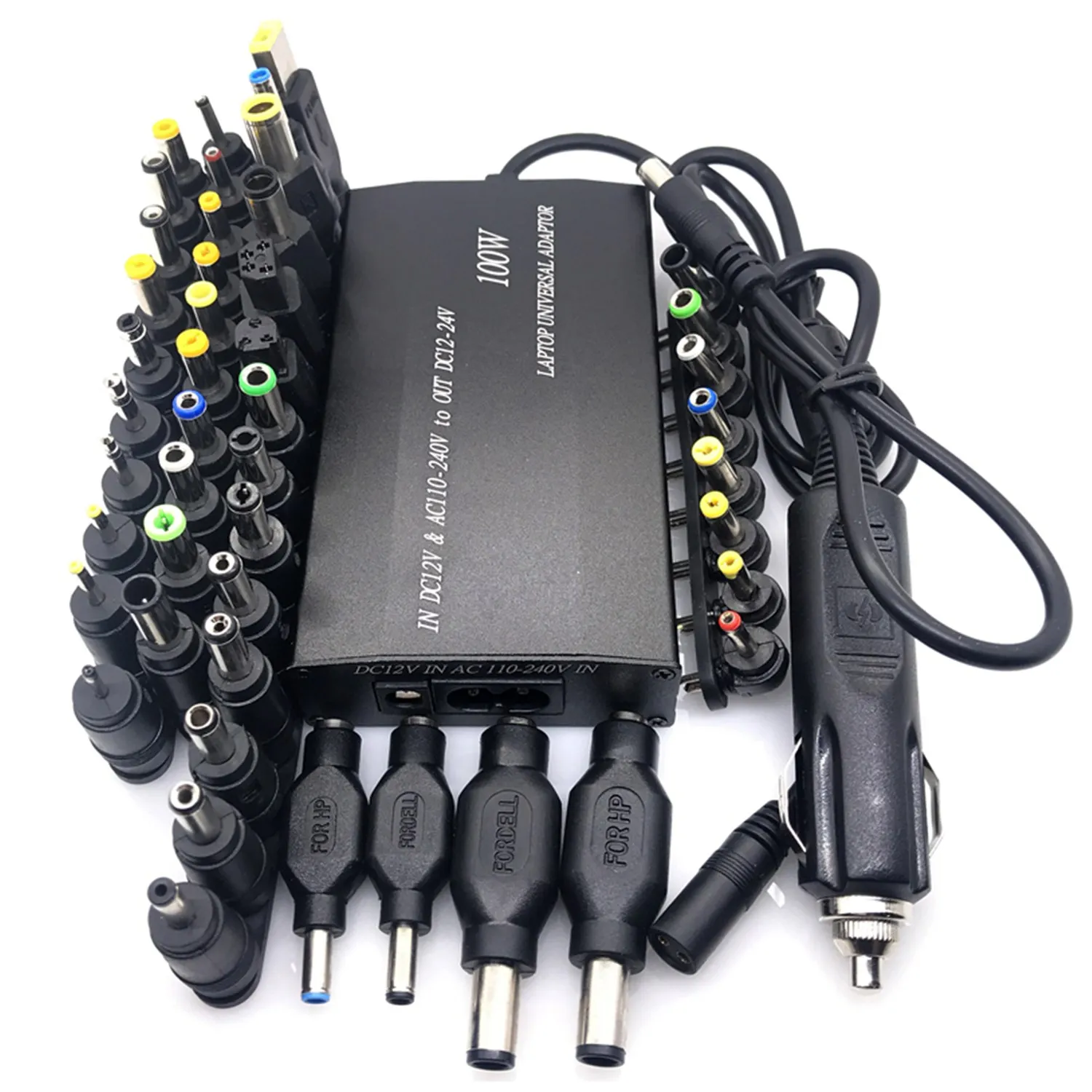 

Universal 5V-24V AC Power Adapter Adjustable Car Home Charger USB5V Power Supply 100W 5A Laptop with 38Pcs DC Connector