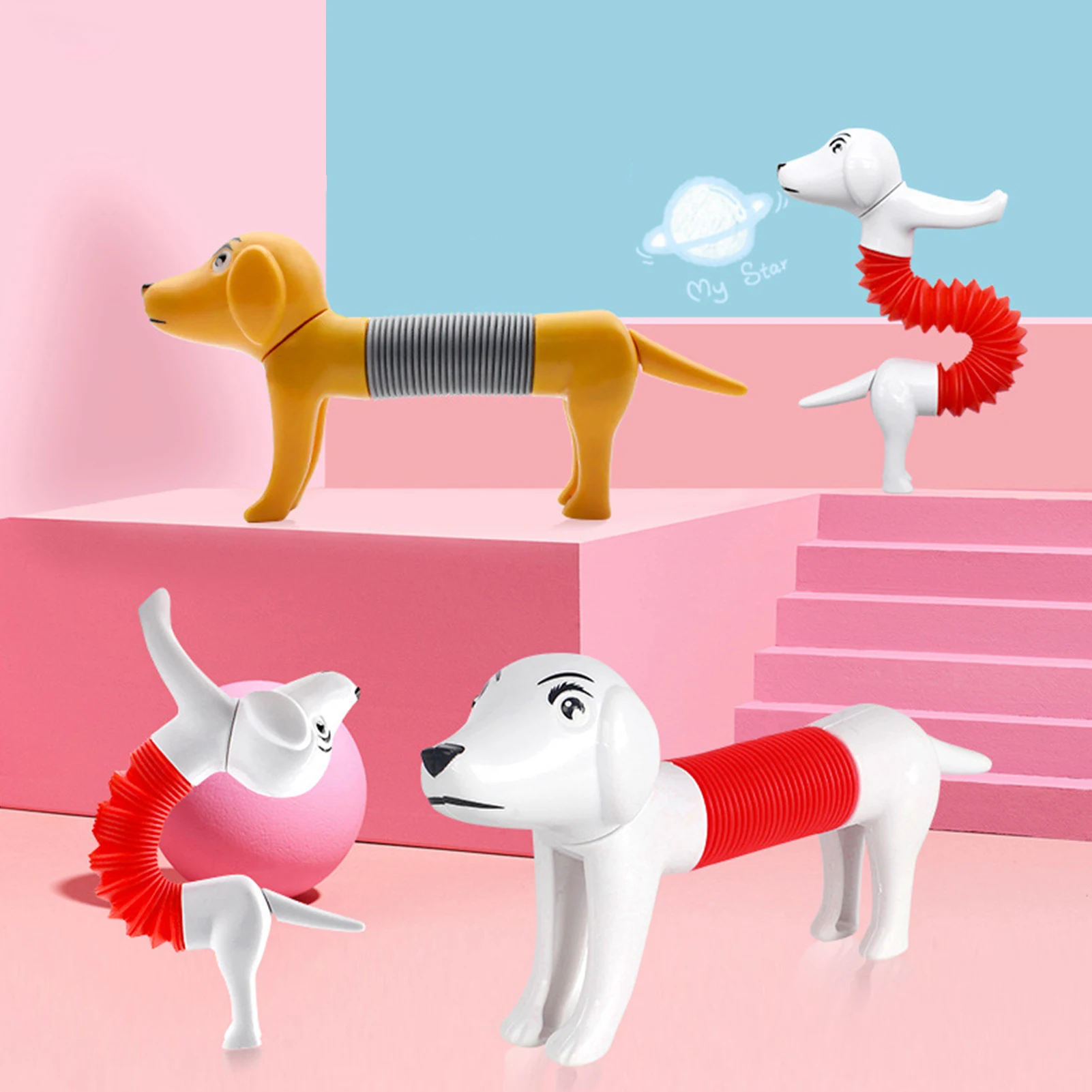 

Tubes Spring Dog Toys Sensory Stretch Dog Tubes Up Tube Flexible Sensory Toys Decompression Anxiety Relief Stretch Toy