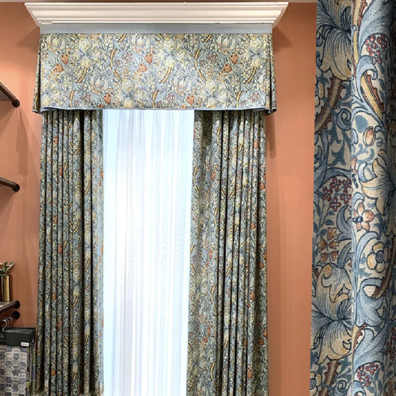 

New Curtain Cotton and Linen Printing American Italian British Living Room Bedroom Curtain Cloth Can Be Customized Styles
