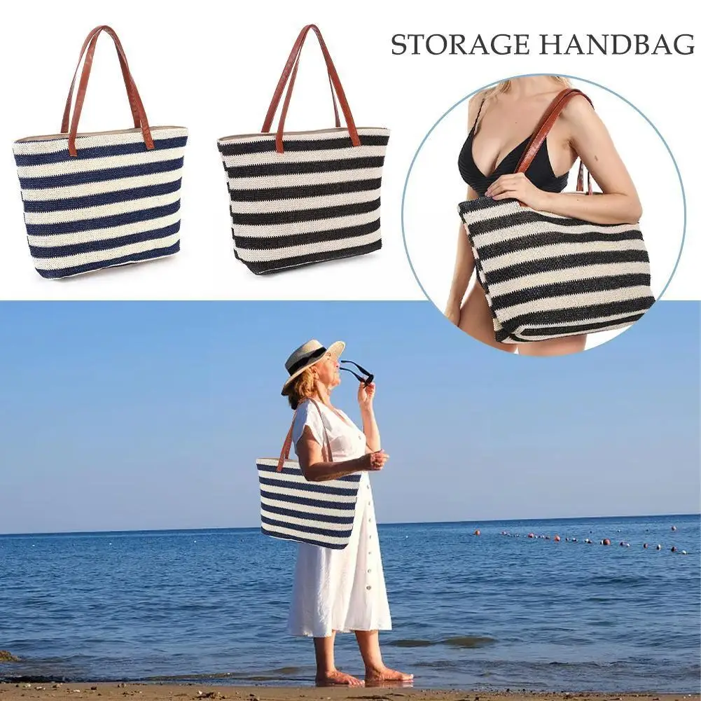 

Rustic Style Woven Bag Retro Casual Handbag Straw Bag Summer Beach Vacation Bag Daily Storage Totes J0V8