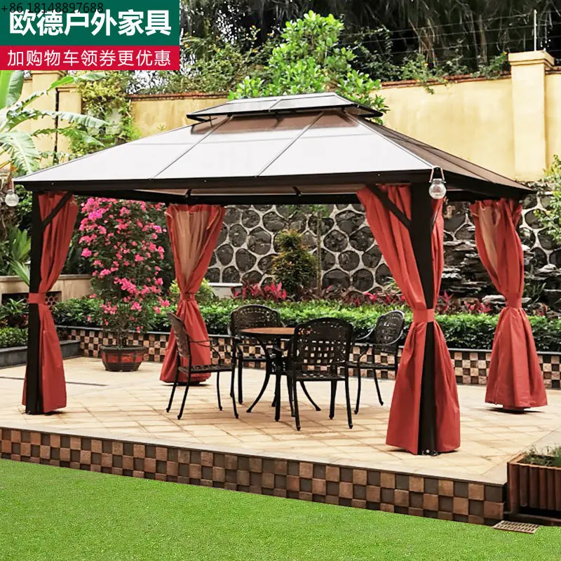

Outdoor gazebo tent villa courtyard garden r balcony roof aluminum alloy four-poster pavilion awning