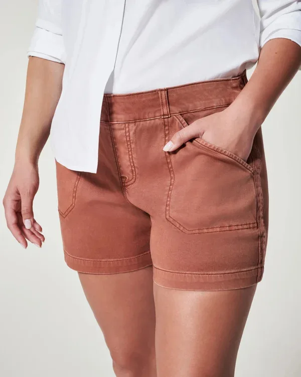 2023 Summer Women Shorts High Waist Pants With Pocket Loose Streetwear Beach Bright Line Casual