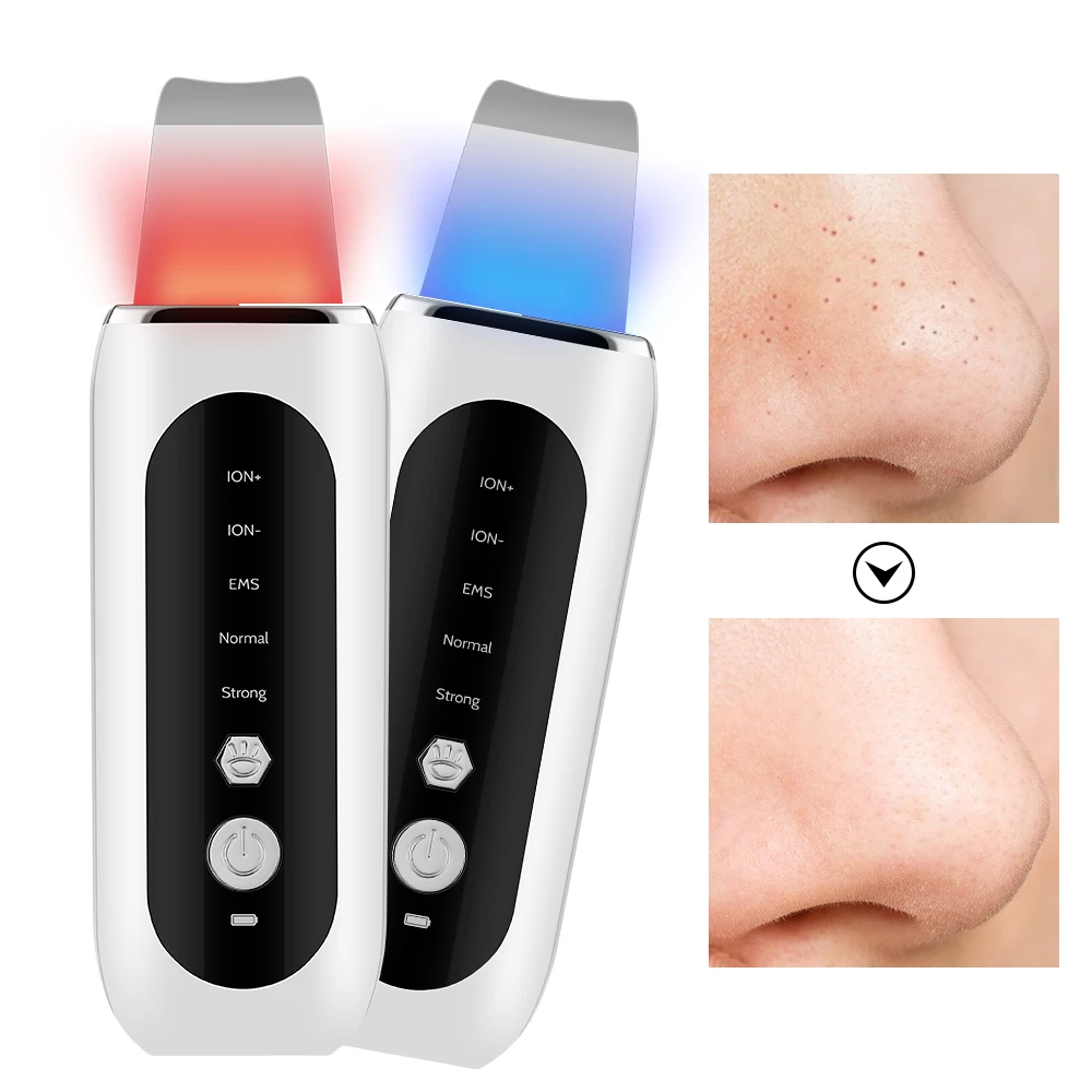 

Ultrasonic Skin Scrubber EMS Microcurrent Face Lift Blackhead Remover Acne Pore Cleaning Peeling Shovel Machine Facial Cleaner