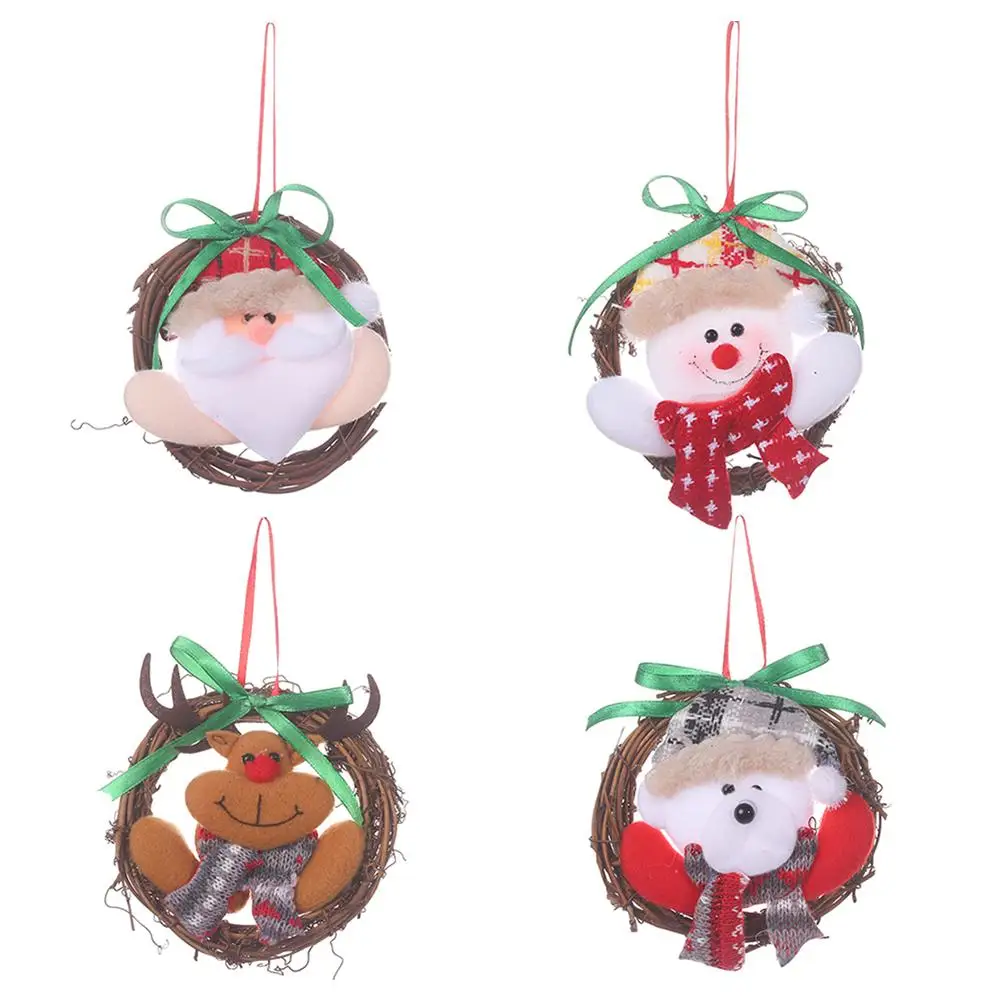 

Lovely Garlands Christmas Pendant Fabric Bear Santa Snowman Elk Wreath Festival Mall Home Parties Decorative Accessories