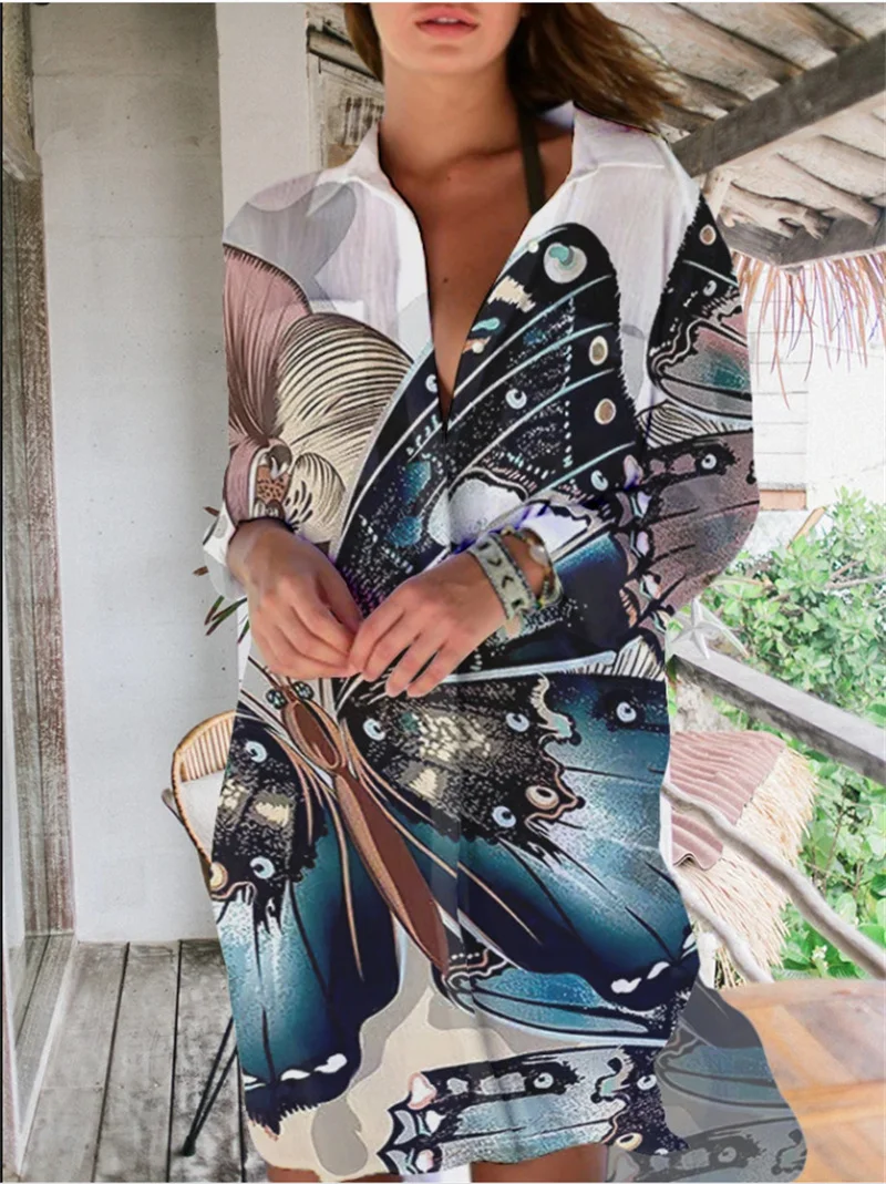 

Women Cardigan Summer New Open Front Bohemian Floral Printed Blouse Casual Loose Beach V-neck Tops Vintage Long Sleeve Blusas