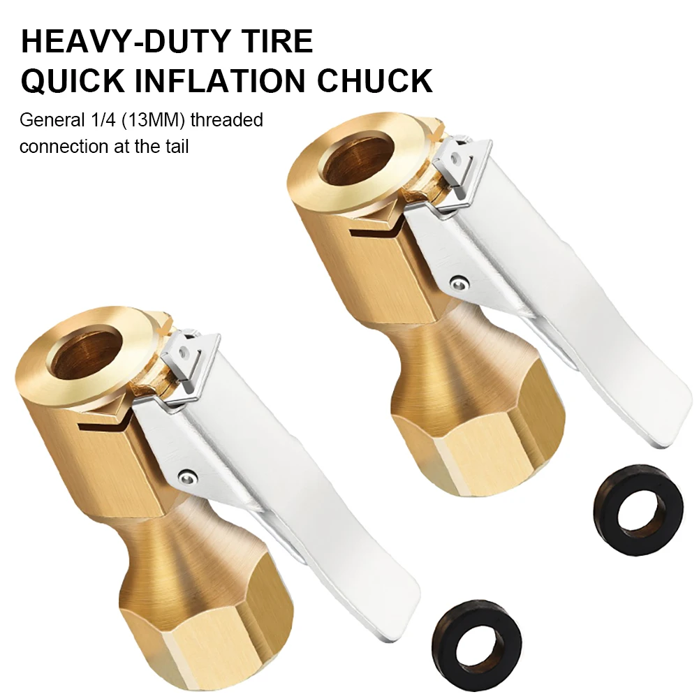 

Car Tire Air Chuck Open Closed Flow Lock On Tire Chuck Quick Connect Clip 13mm Brass Inflatable Pump Clips Inflator Connector