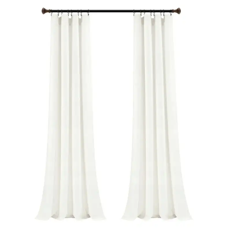 

Flax Prewashed Linen Rich Cotton Blend Solid Pattern Rod Pocket Window Curtain Panel Single White 50x84 Ethiopian home decor Bla